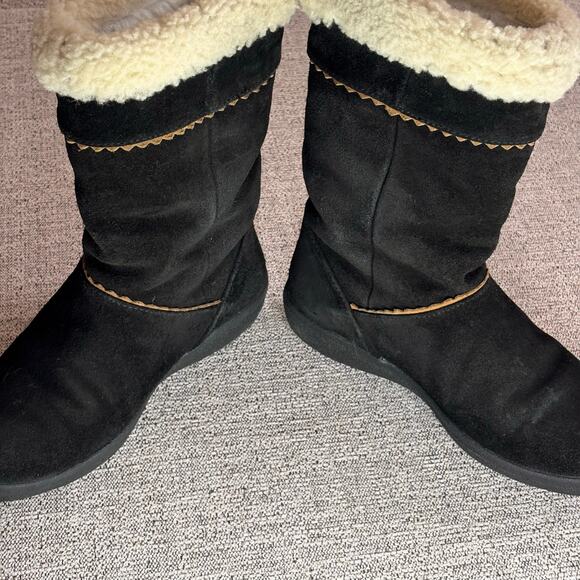 Tecnica Winter Boots Women's Black Suede Furry Top Italian Zippered Side 7 - Picture 5 of 8